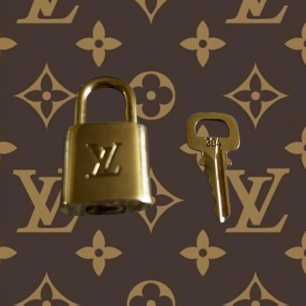 Louis Vuitton Brass Gold Tone Padlock with Key Vintage